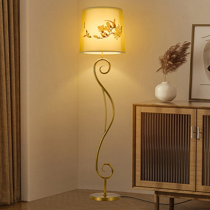 Lampadaire sur pied à une lumière en fer traditionnel chinois pour salon 