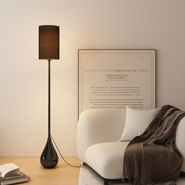 Modern Minimalist Water Drop Iron Fabric PVC 1-Light Standing Floor Lamp For Living Room &amp; Bedroom