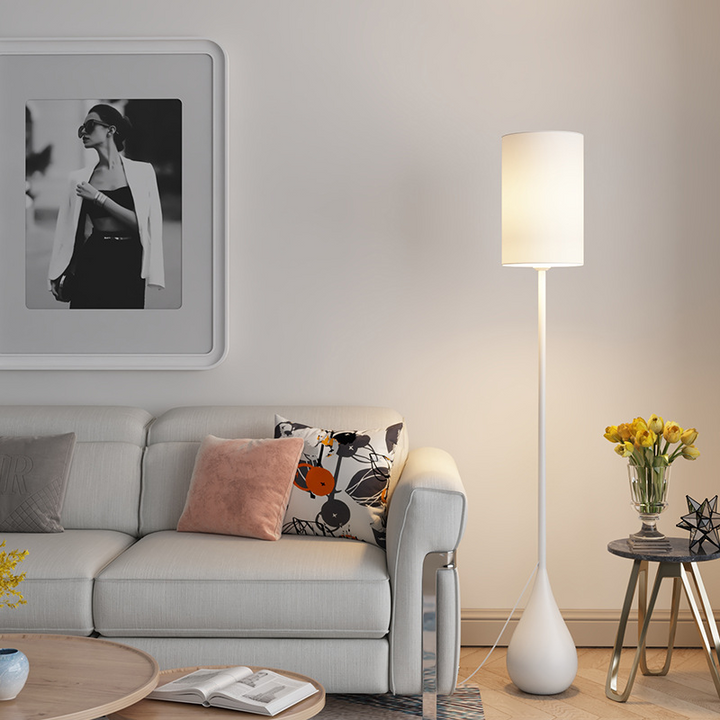 Modern Minimalist Water Drop Iron Fabric PVC 1-Light Standing Floor Lamp For Living Room &amp; Bedroom