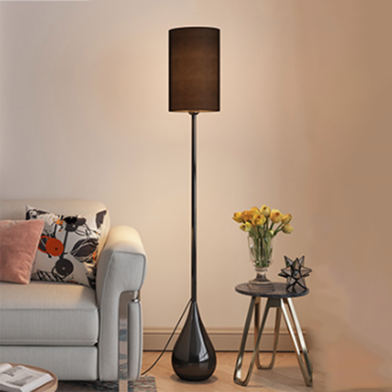 Modern Minimalist Water Drop Iron Fabric PVC 1-Light Standing Floor Lamp For Living Room &amp; Bedroom
