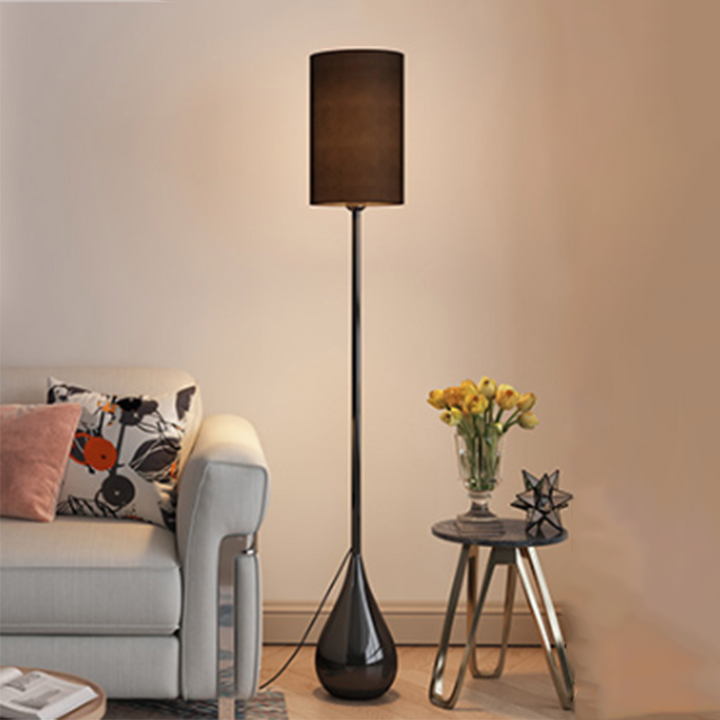 Modern Minimalist Water Drop Iron Fabric PVC 1-Light Standing Floor Lamp For Living Room &amp; Bedroom