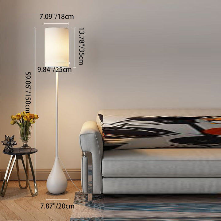 Modern Minimalist Water Drop Iron Fabric PVC 1-Light Standing Floor Lamp For Living Room &amp; Bedroom