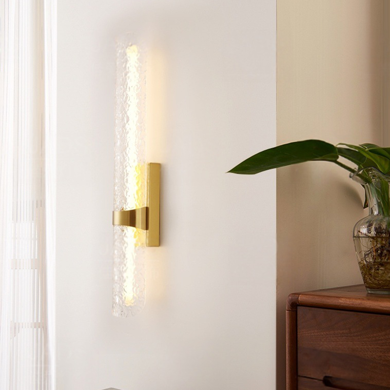 Contemporary Scandinavian Iron Acrylic Water Wave Cylinder LED Wall Sconce Lamp For Living Room