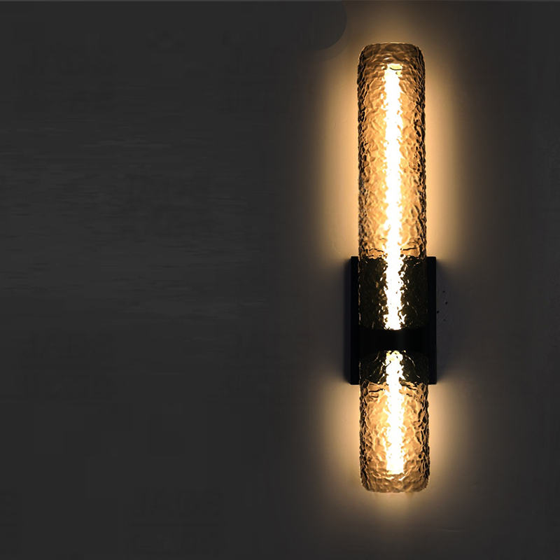 Contemporary Scandinavian Iron Acrylic Water Wave Cylinder LED Wall Sconce Lamp For Living Room