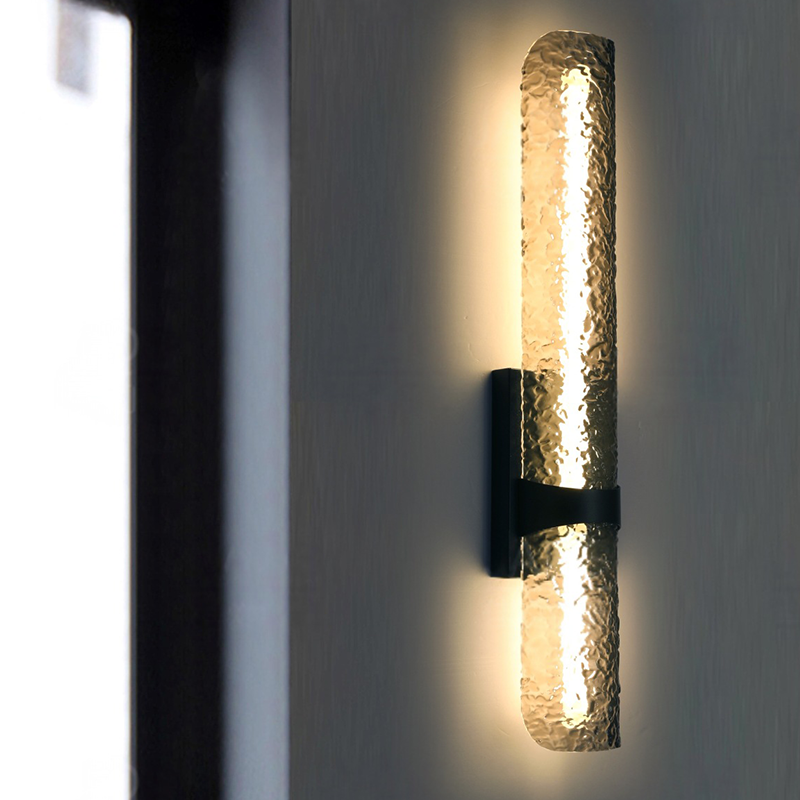 Contemporary Scandinavian Iron Acrylic Water Wave Cylinder LED Wall Sconce Lamp For Living Room