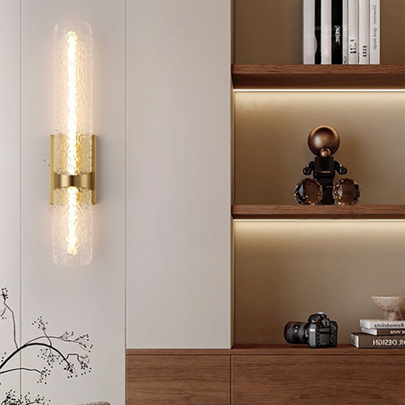 Contemporary Scandinavian Iron Acrylic Water Wave Cylinder LED Wall Sconce Lamp For Living Room