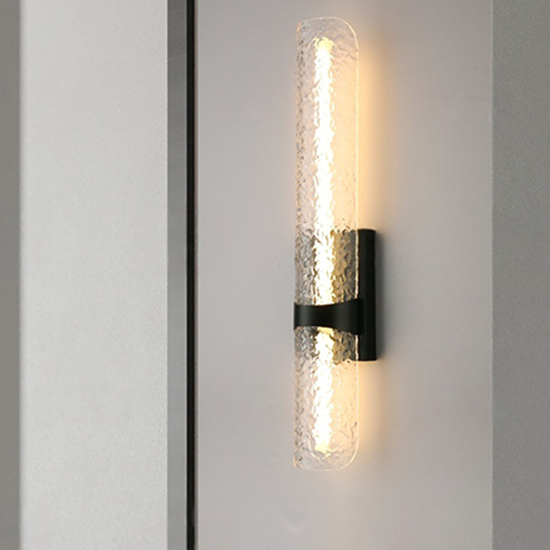 Contemporary Scandinavian Iron Acrylic Water Wave Cylinder LED Wall Sconce Lamp For Living Room