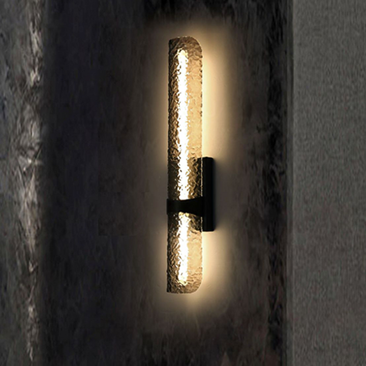 Contemporary Scandinavian Iron Acrylic Water Wave Cylinder LED Wall Sconce Lamp For Living Room