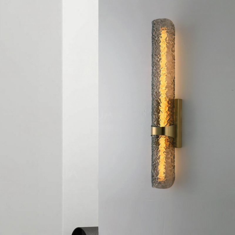 Contemporary Scandinavian Iron Acrylic Water Wave Cylinder LED Wall Sconce Lamp For Living Room