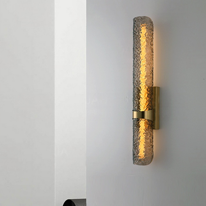 Contemporary Scandinavian Iron Acrylic Water Wave Cylinder LED Wall Sconce Lamp For Living Room