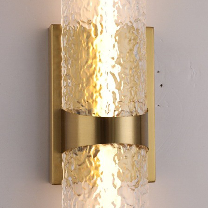 Contemporary Scandinavian Iron Acrylic Water Wave Cylinder LED Wall Sconce Lamp For Living Room