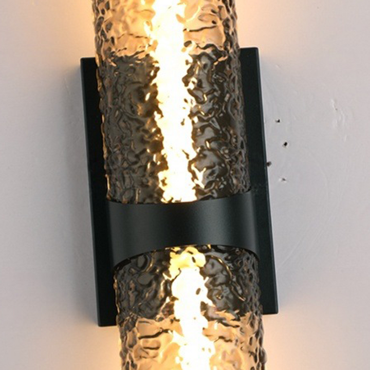Contemporary Scandinavian Iron Acrylic Water Wave Cylinder LED Wall Sconce Lamp For Living Room