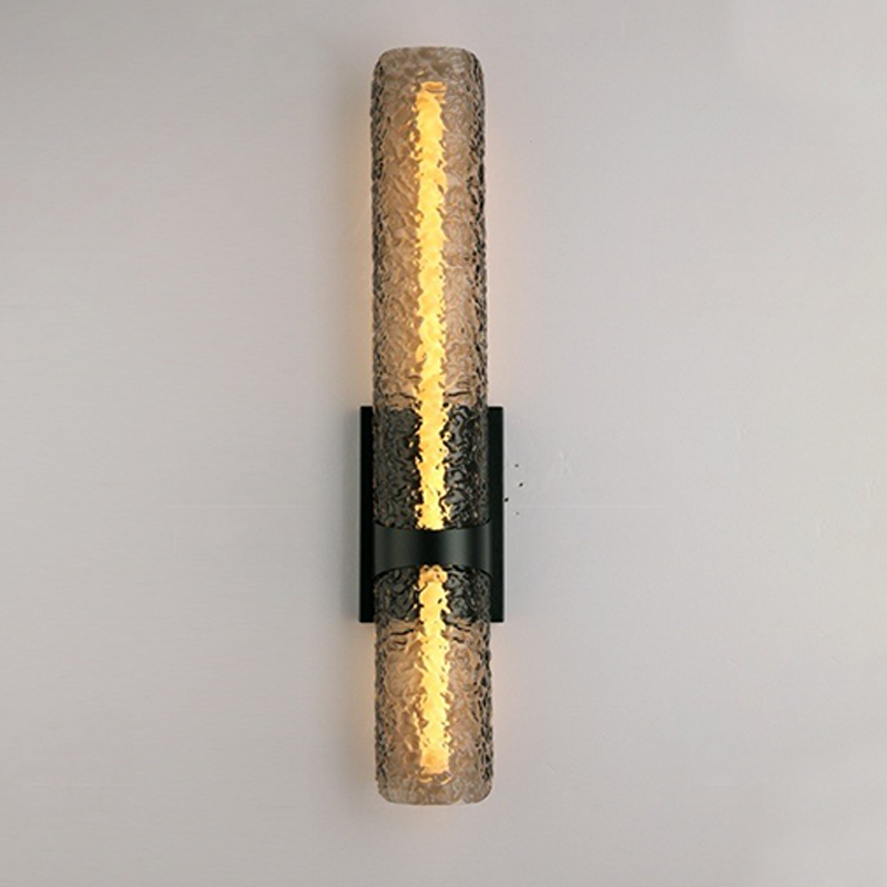 Contemporary Scandinavian Iron Acrylic Water Wave Cylinder LED Wall Sconce Lamp For Living Room