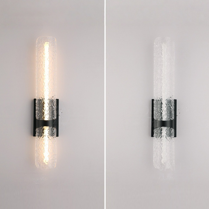 Contemporary Scandinavian Iron Acrylic Water Wave Cylinder LED Wall Sconce Lamp For Living Room