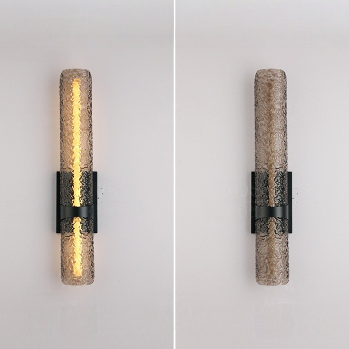 Contemporary Scandinavian Iron Acrylic Water Wave Cylinder LED Wall Sconce Lamp For Living Room
