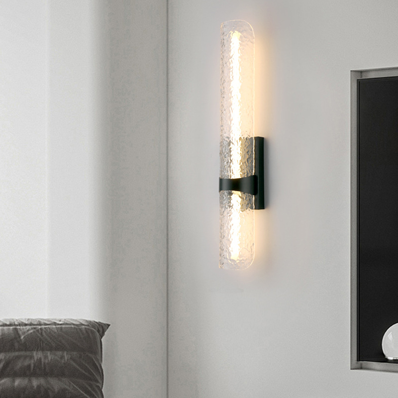 Contemporary Scandinavian Iron Acrylic Water Wave Cylinder LED Wall Sconce Lamp For Living Room