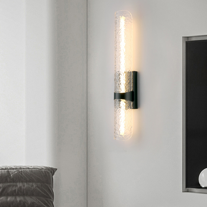 Contemporary Scandinavian Iron Acrylic Water Wave Cylinder LED Wall Sconce Lamp For Living Room