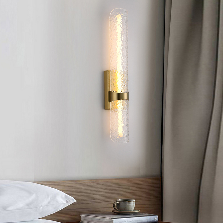 Contemporary Scandinavian Iron Acrylic Water Wave Cylinder LED Wall Sconce Lamp For Living Room