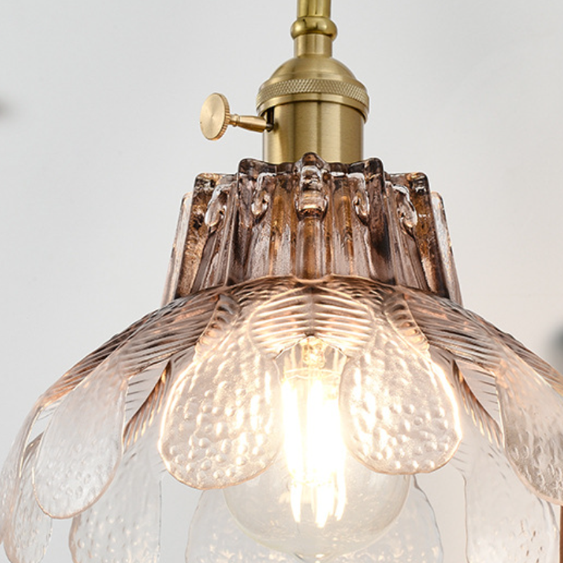 Traditional French Iron Solid Wood Glass Shade Flower 1-Light Wall Sconce Lamp For Bedroom