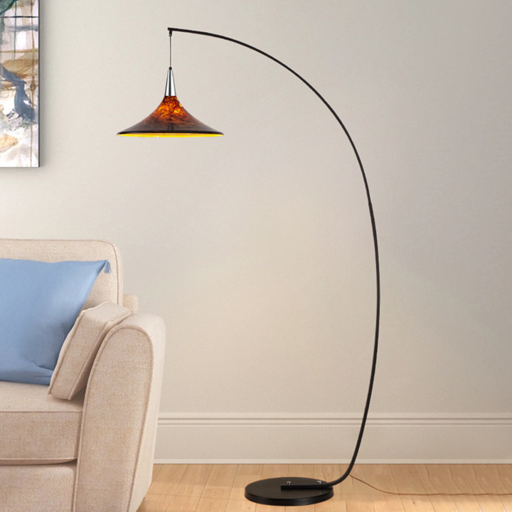 Contemporary Scandinavian Iron Acrylic Fan-Shaped 1-Light Standing Floor Lamp For Living Room &amp; Bedroom