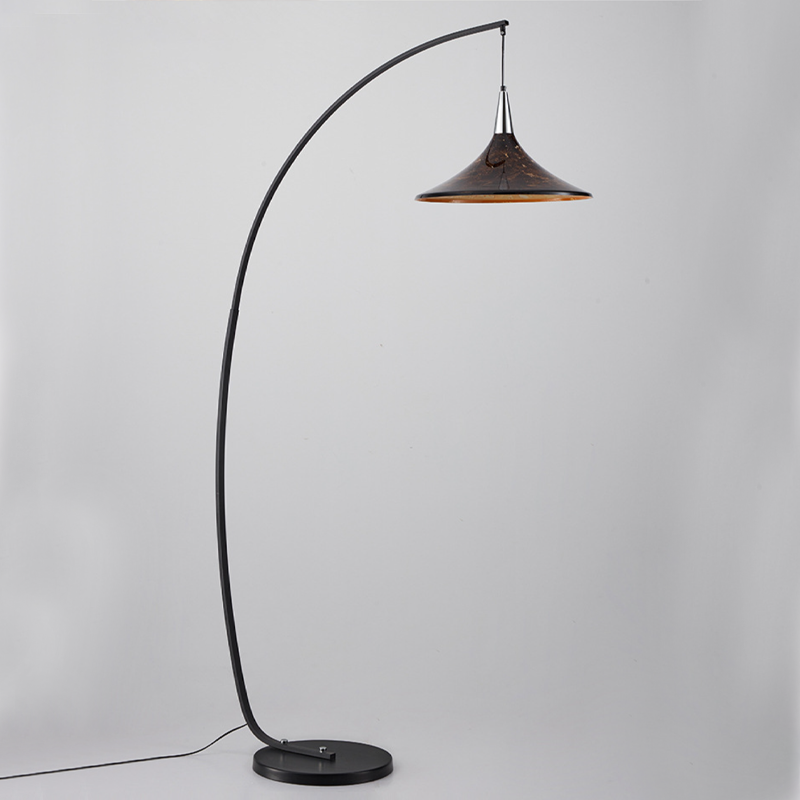 Contemporary Scandinavian Iron Acrylic Fan-Shaped 1-Light Standing Floor Lamp For Living Room &amp; Bedroom