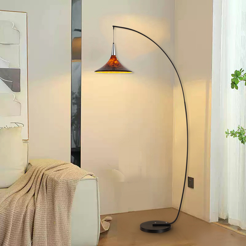 Contemporary Scandinavian Iron Acrylic Fan-Shaped 1-Light Standing Floor Lamp For Living Room &amp; Bedroom