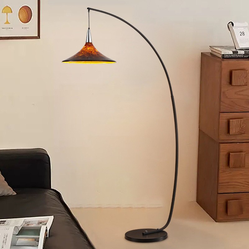 Contemporary Scandinavian Iron Acrylic Fan-Shaped 1-Light Standing Floor Lamp For Living Room &amp; Bedroom