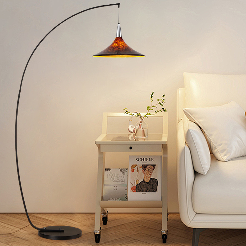 Contemporary Scandinavian Iron Acrylic Fan-Shaped 1-Light Standing Floor Lamp For Living Room &amp; Bedroom