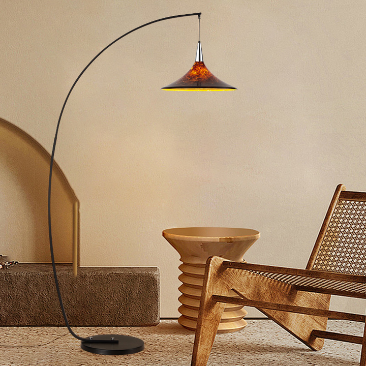 Lámpara de pie de 1 luz con forma de abanico, de hierro y acrílico, contemporánea escandinava, para sala de estar y dormitorio 