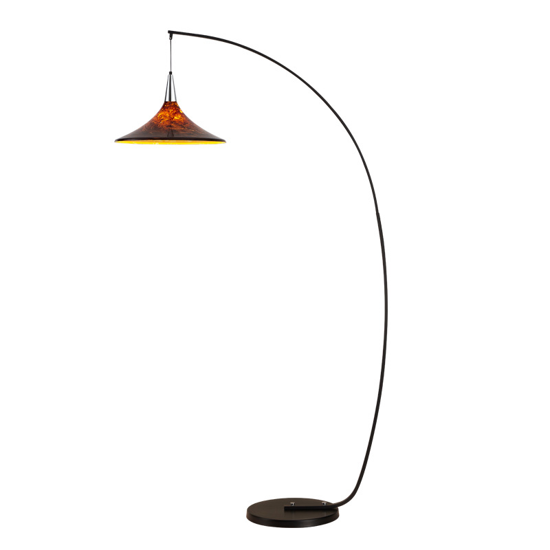Contemporary Scandinavian Iron Acrylic Fan-Shaped 1-Light Standing Floor Lamp For Living Room &amp; Bedroom