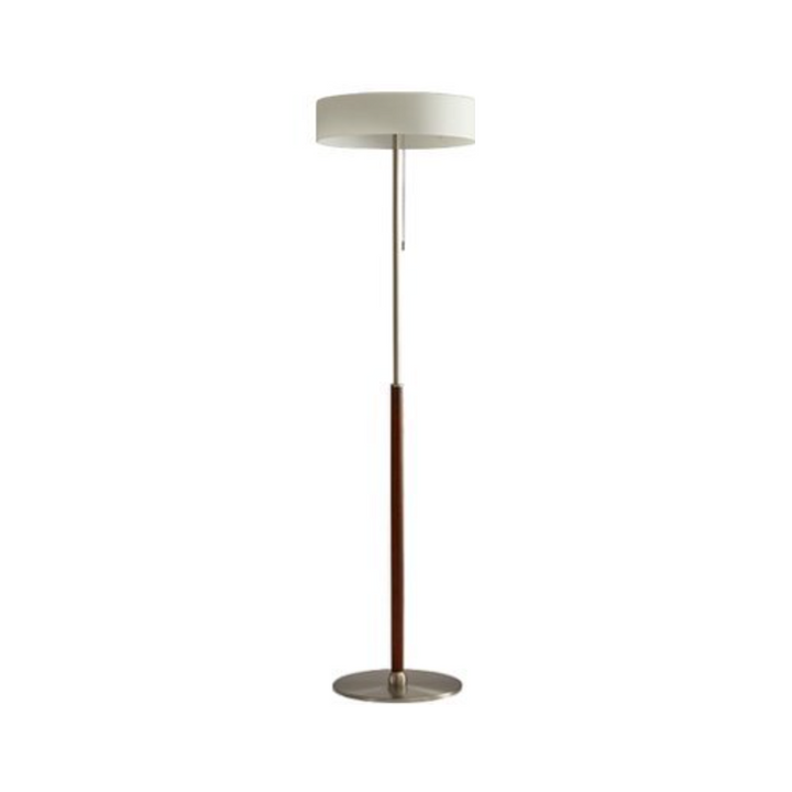 Moderne skandinavische Stehleuchte mit 3-flammigem Runddesign aus Eschenholz, Edelstahl, Aluminium und Glas für Wohnzimmer &amp; Schlafzimmer 