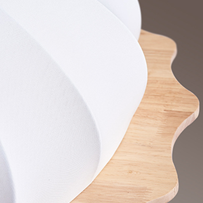 Modern Minimalist Oak Wood Fabric Round LED Flush Mount Ceiling Light For Living Room