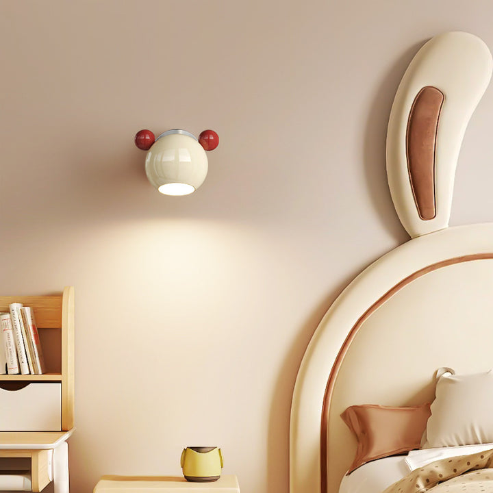 Contemporary Creative Iron Cartoon Bear Kids LED Wall Sconce Lamp For Bedroom