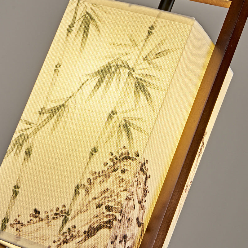 Traditional Chinese Solid Wood Fabric Lantern 1-Light Pendant Light For Living Room &amp; Dining Room
