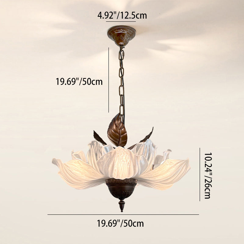 Lámpara colgante de 6 luces con pétalos de acrílico y metal de estilo francés tradicional para sala de estar y comedor 