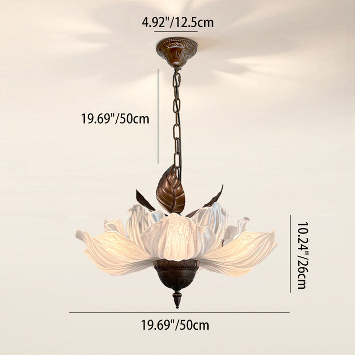 Lámpara colgante de 6 luces con pétalos de acrílico y metal de estilo francés tradicional para sala de estar y comedor 