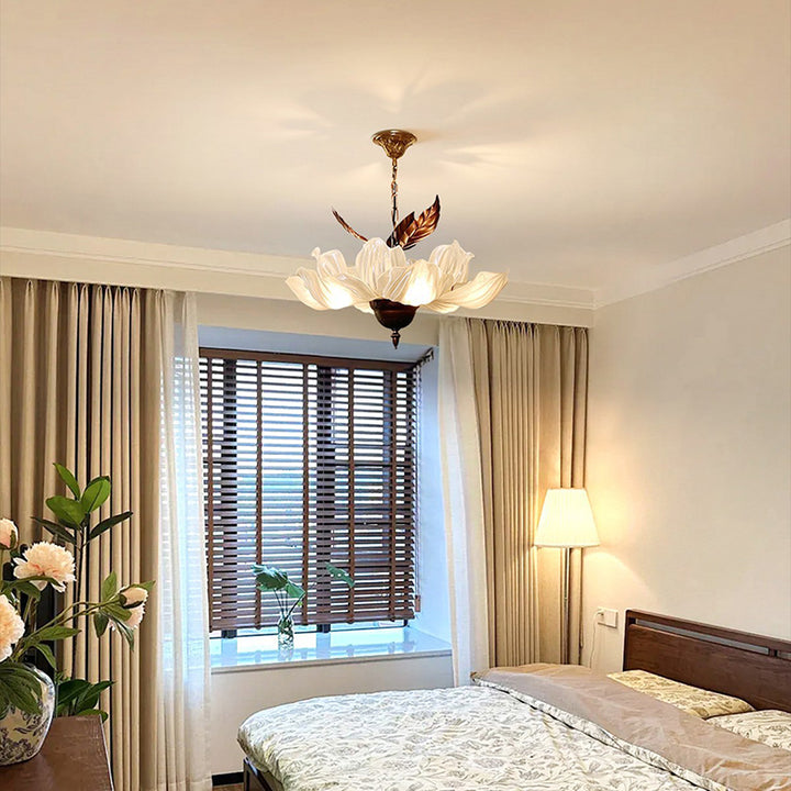 Traditional French Metal Acrylic Petal 6-Light Pendant Light For Living Room & Dining Room