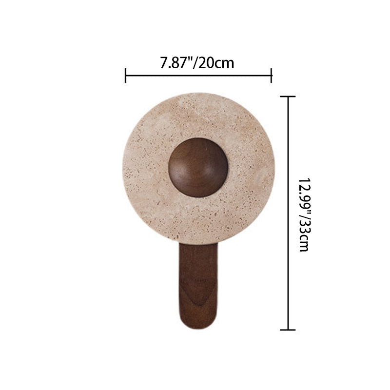 Aplique de pared LED moderno shabby chic de travertino amarillo y madera maciza con forma geométrica combinada para sala de estar y dormitorio 