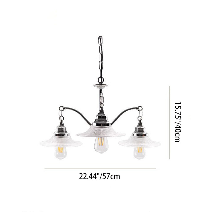 Contemporary Industrial Iron Glass Saucer-Shaped 3/5-Light Chandelier For Living Room
