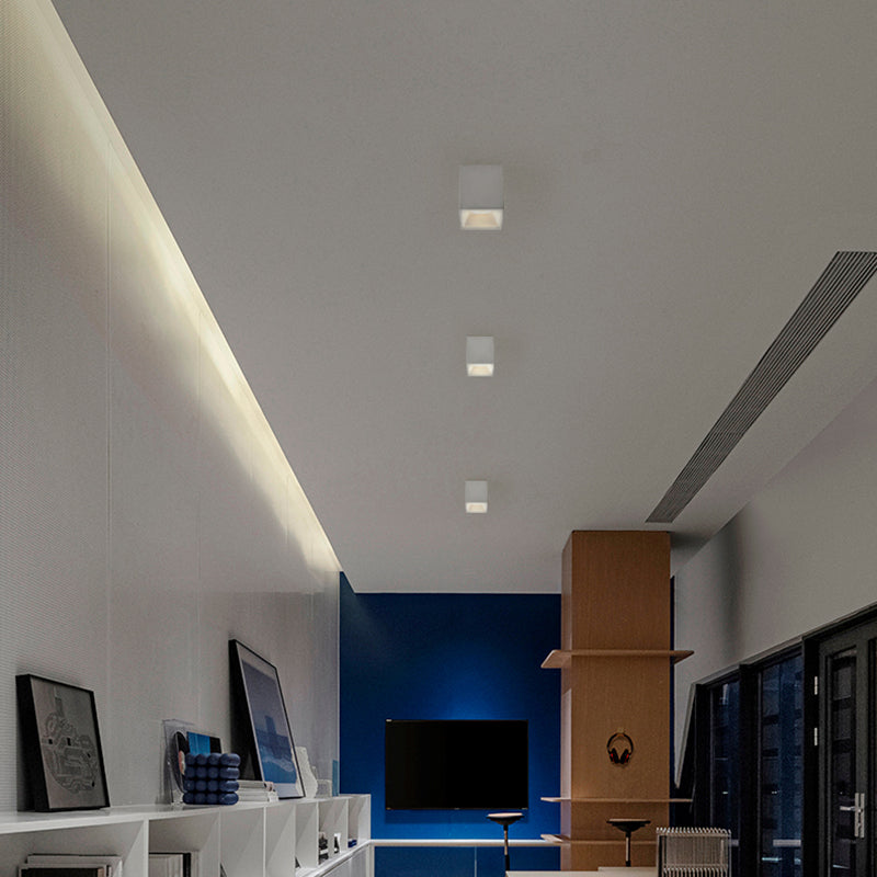 Plafonnier LED carré moderne monté en surface – Luminaire de plafond encastré en aluminium pour salon 
