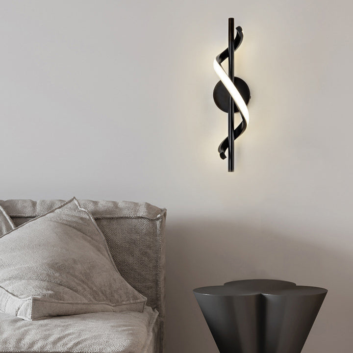 Contemporary Nordic Silicone &amp; Metal Curved S-Shape LED Wall Sconce Lamp For Bedroom &amp; Living Room