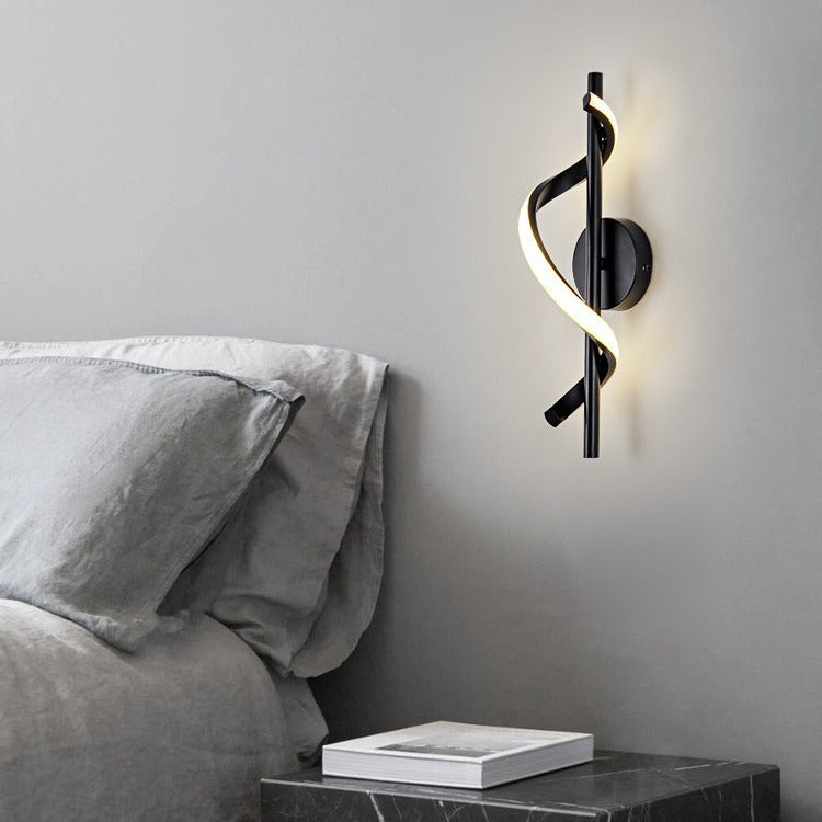 Contemporary Nordic Silicone &amp; Metal Curved S-Shape LED Wall Sconce Lamp For Bedroom &amp; Living Room