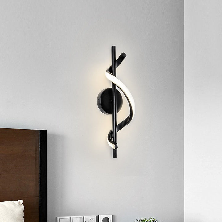 Contemporary Nordic Silicone &amp; Metal Curved S-Shape LED Wall Sconce Lamp For Bedroom &amp; Living Room