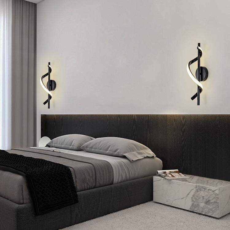 Contemporary Nordic Silicone &amp; Metal Curved S-Shape LED Wall Sconce Lamp For Bedroom &amp; Living Room