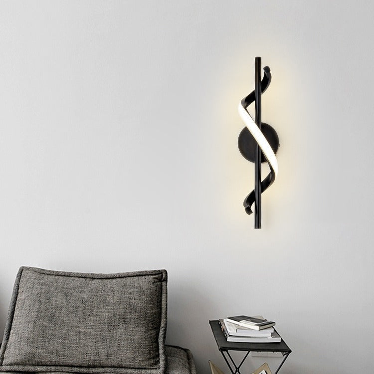 Contemporary Nordic Silicone &amp; Metal Curved S-Shape LED Wall Sconce Lamp For Bedroom &amp; Living Room