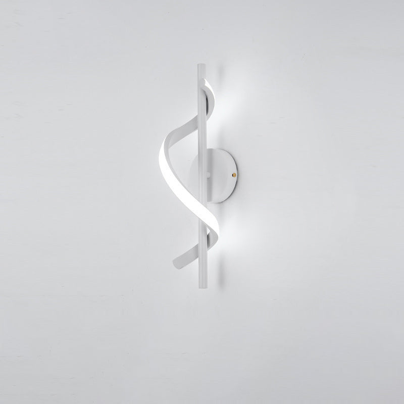 Contemporary Nordic Silicone &amp; Metal Curved S-Shape LED Wall Sconce Lamp For Bedroom &amp; Living Room