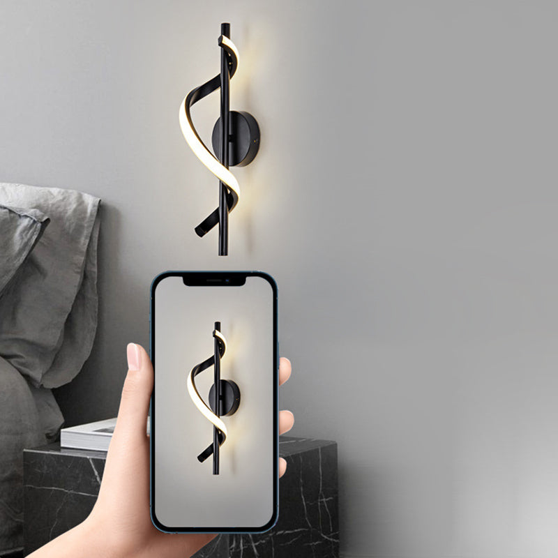 Contemporary Nordic Silicone &amp; Metal Curved S-Shape LED Wall Sconce Lamp For Bedroom &amp; Living Room