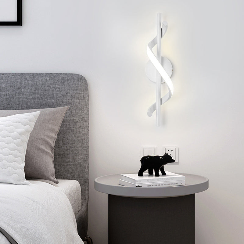 Contemporary Nordic Silicone &amp; Metal Curved S-Shape LED Wall Sconce Lamp For Bedroom &amp; Living Room