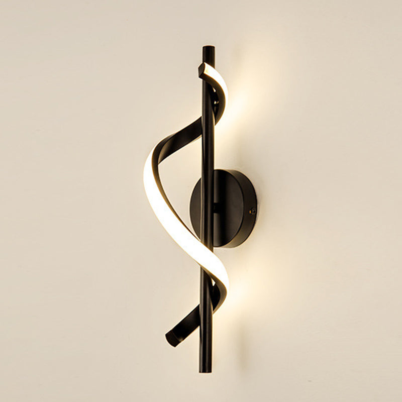 Contemporary Nordic Silicone &amp; Metal Curved S-Shape LED Wall Sconce Lamp For Bedroom &amp; Living Room