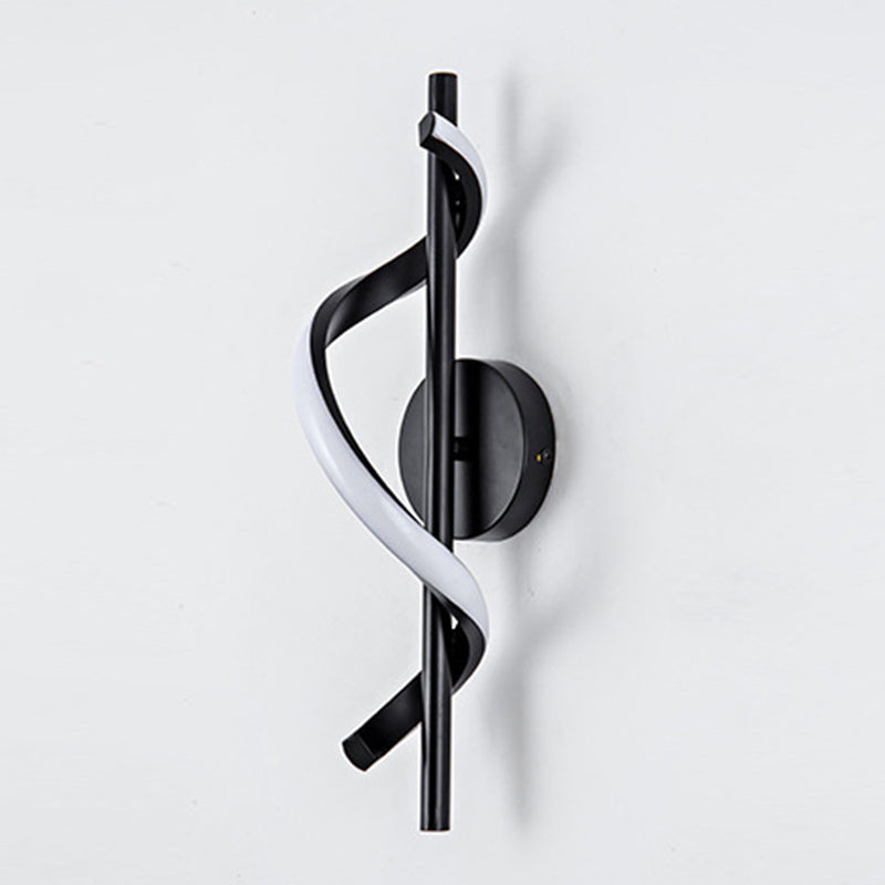 Contemporary Nordic Silicone &amp; Metal Curved S-Shape LED Wall Sconce Lamp For Bedroom &amp; Living Room